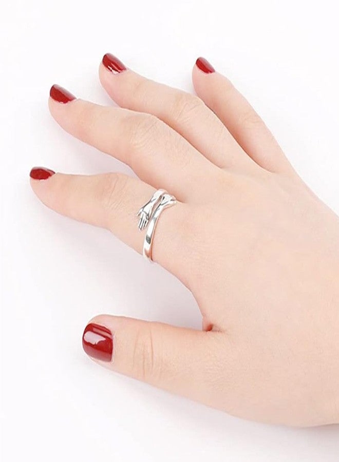 sunglnl Granddaughter Hug Ring For Hope Rings, Stainless Steel Motivation Hugging Hands Open Engraved "Always With You" Message Adjustable Non Tarnish Jewelry Birthday Gift Card (Always(Granddaughter)) - Image 3